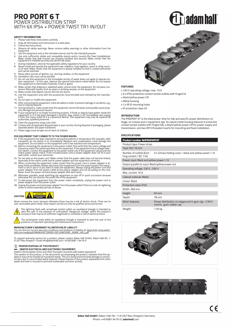 Image de la première page du manuel de l'appareil AHPROPORT6T