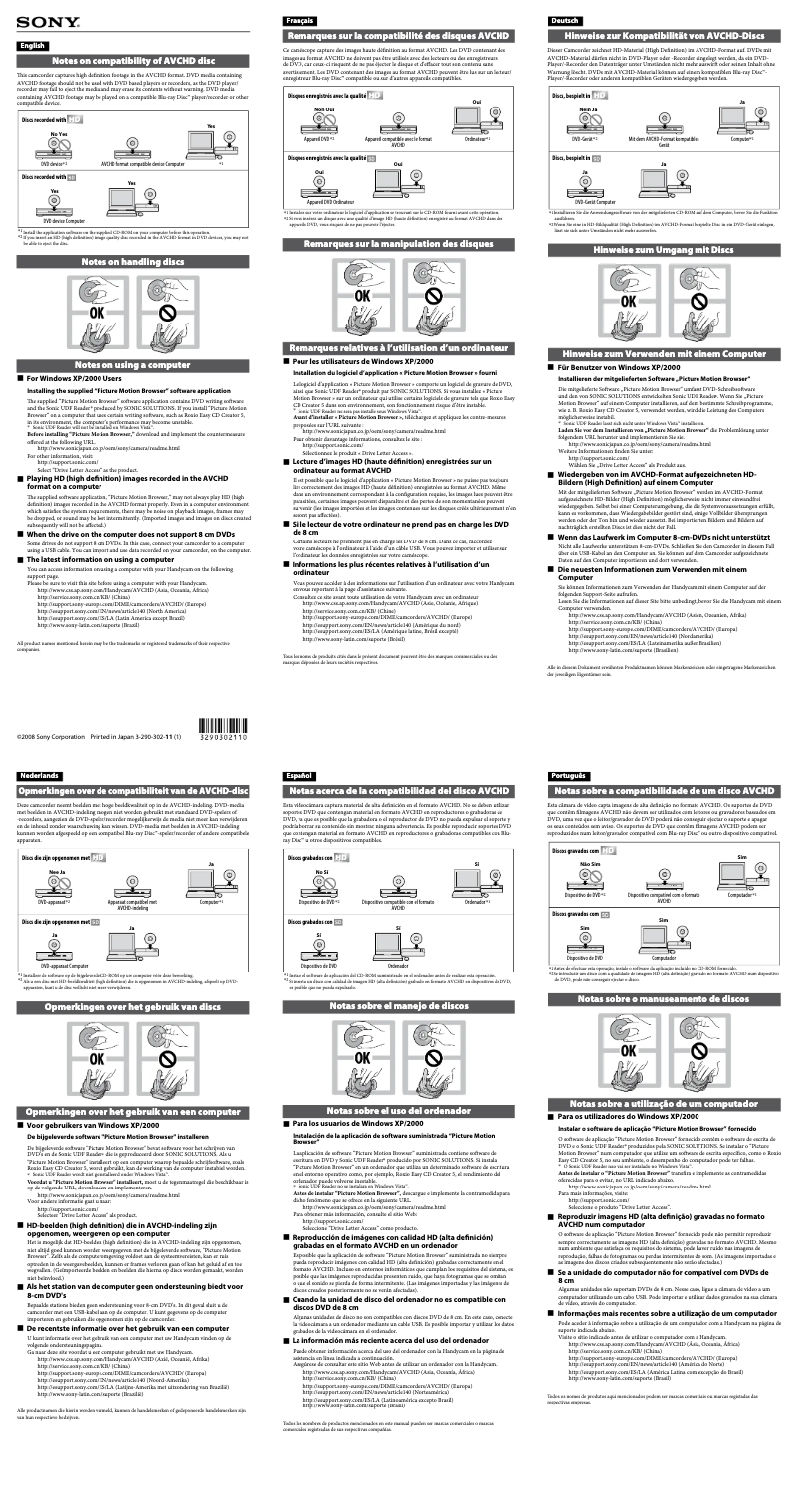 Page 1 de la notice Manuel utilisateur Sony HDR-UX20