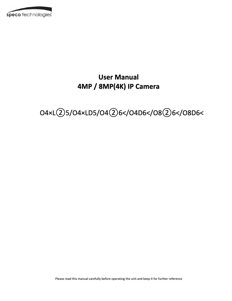 Page 1 de la notice Manuel utilisateur Speco Technologies O8D6M