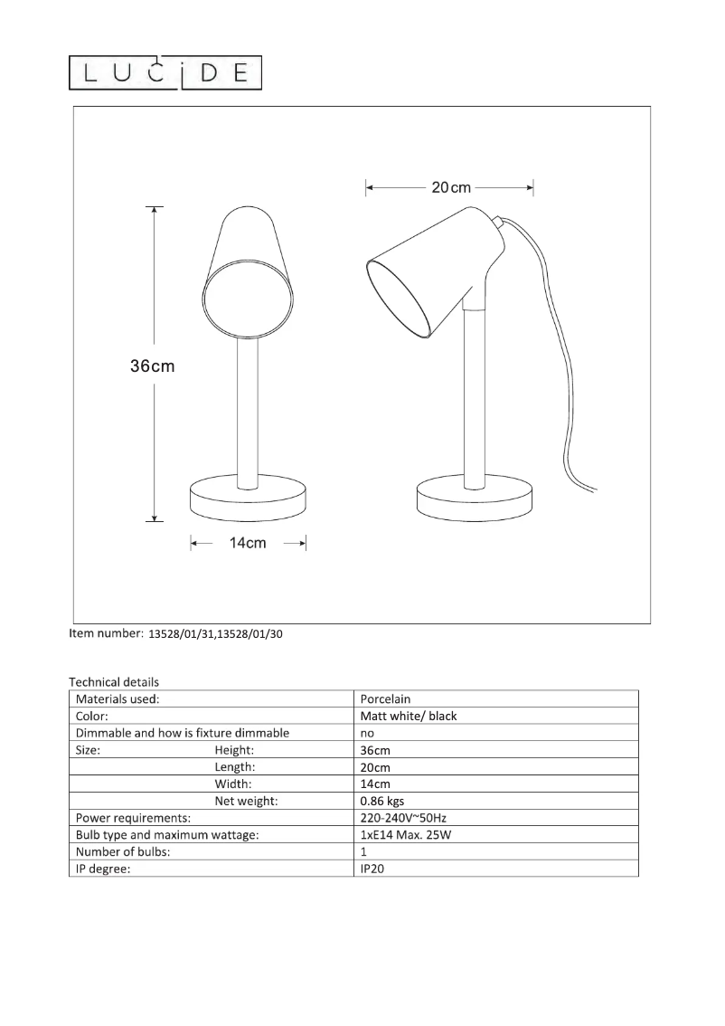 Page 1 de la notice Manuel utilisateur Lucide Bryton