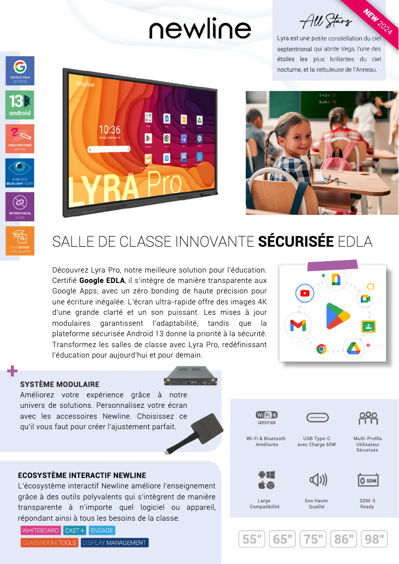 Page 1 de la notice Fiche technique Newline TT-5523QA