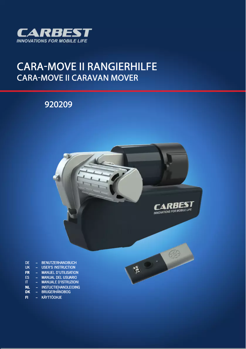 Page 1 of the manual User Manual Carbest Cara-Move II 920209