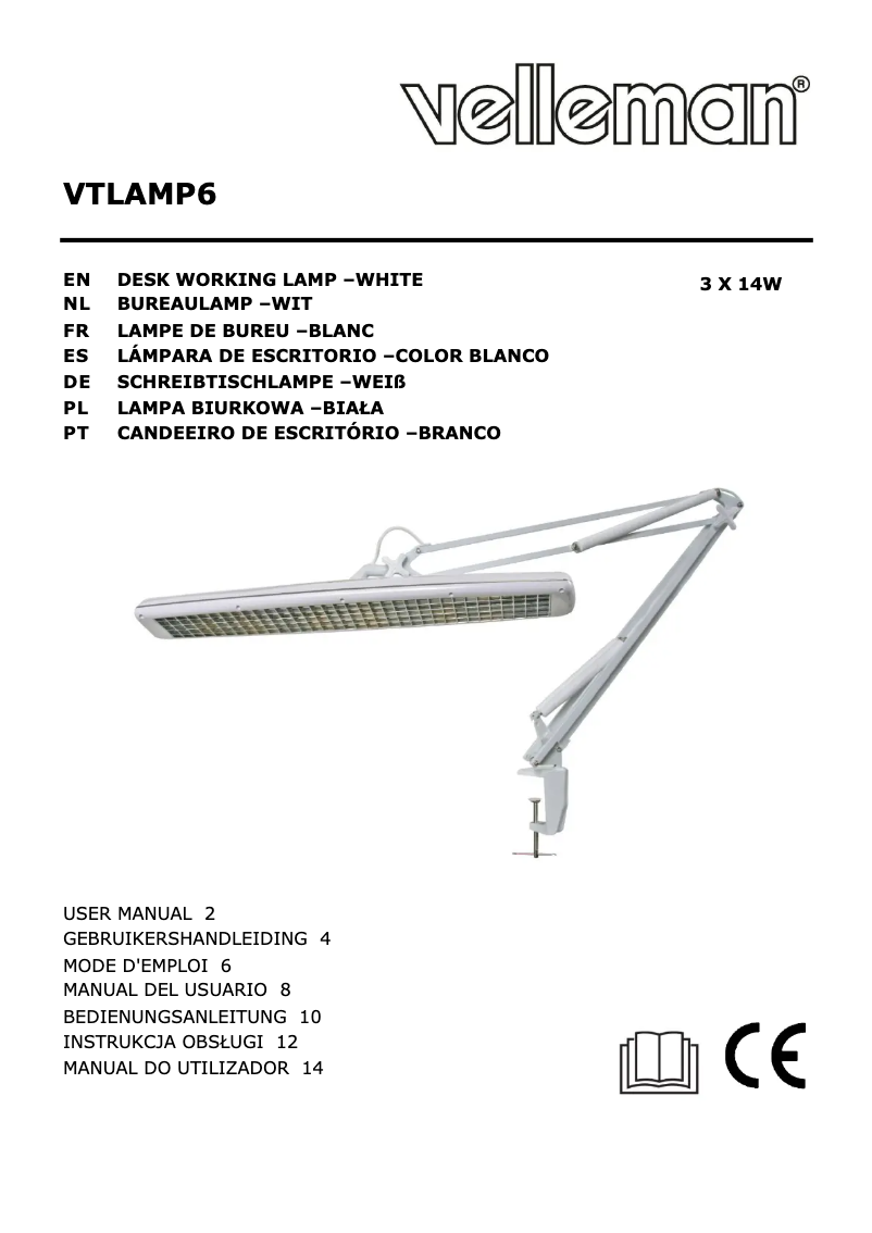 Page 1 de la notice Manuel utilisateur Velleman VTLAMP6