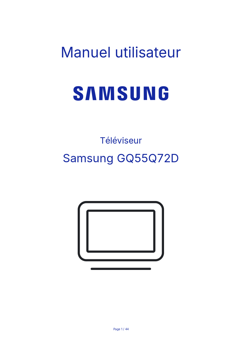Page n°1 - Manuel utilisateur Samsung GQ55Q72D