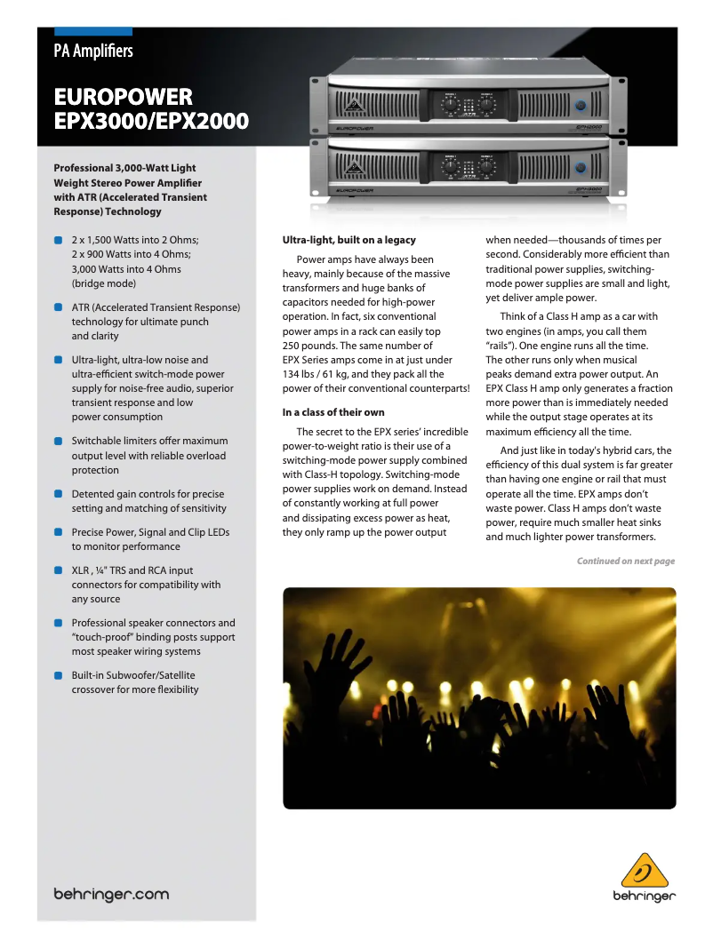 Image de la première page du manuel de l'appareil Europower EPX2000