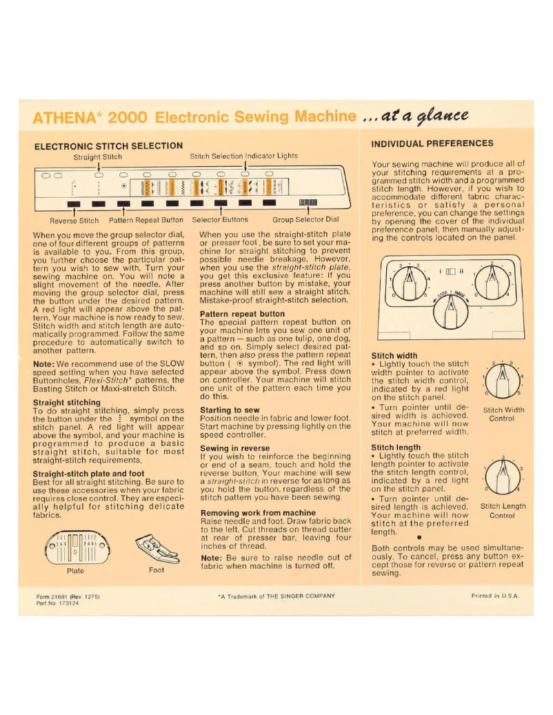 Image de la première page du manuel de l'appareil Athena 2000