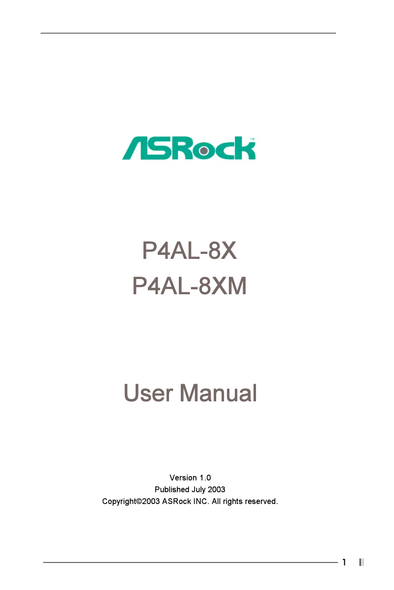 Image de la première page du manuel de l'appareil P4AL-8X