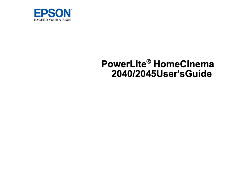 Image de la première page du manuel de l'appareil PowerLite Home Cinema 2045