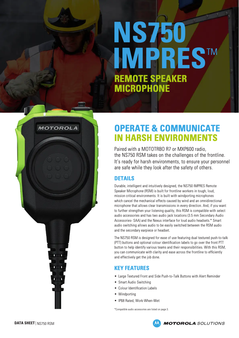 Page n°1 - Fiche technique Motorola MOTOTRBO R7