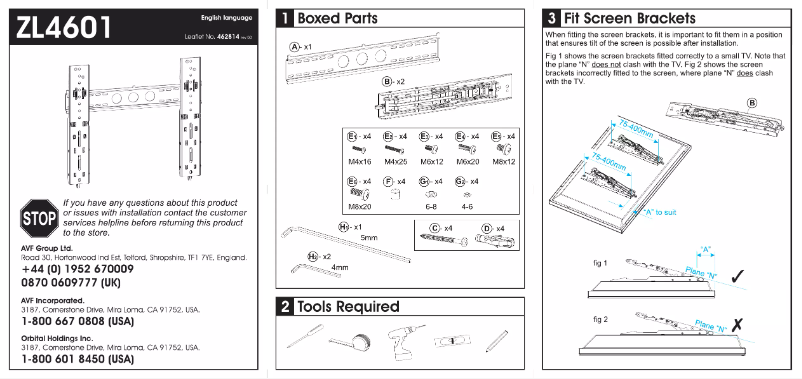 Page n°1 - Manuel utilisateur AVF ZL4601