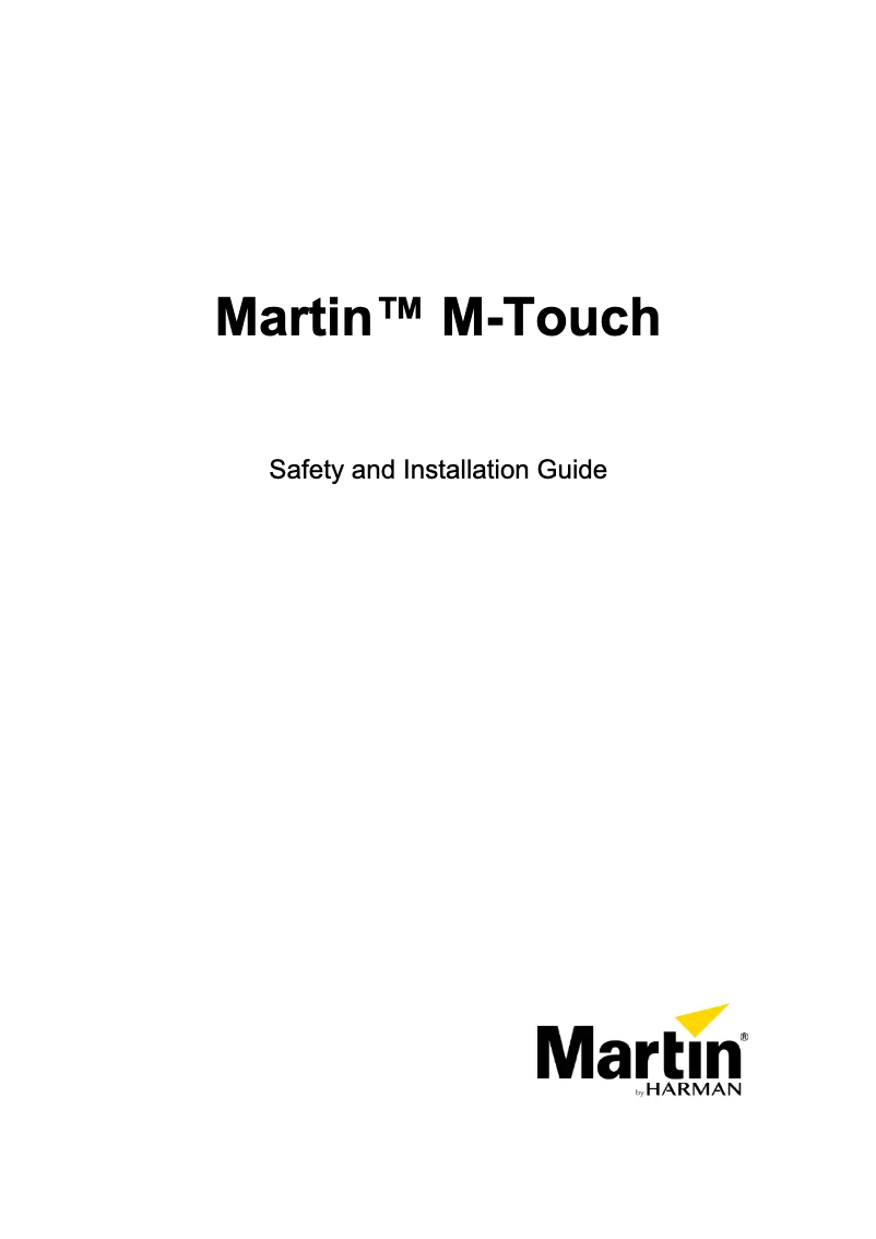 Page 1 de la notice Guide d'installation Martin M-Touch