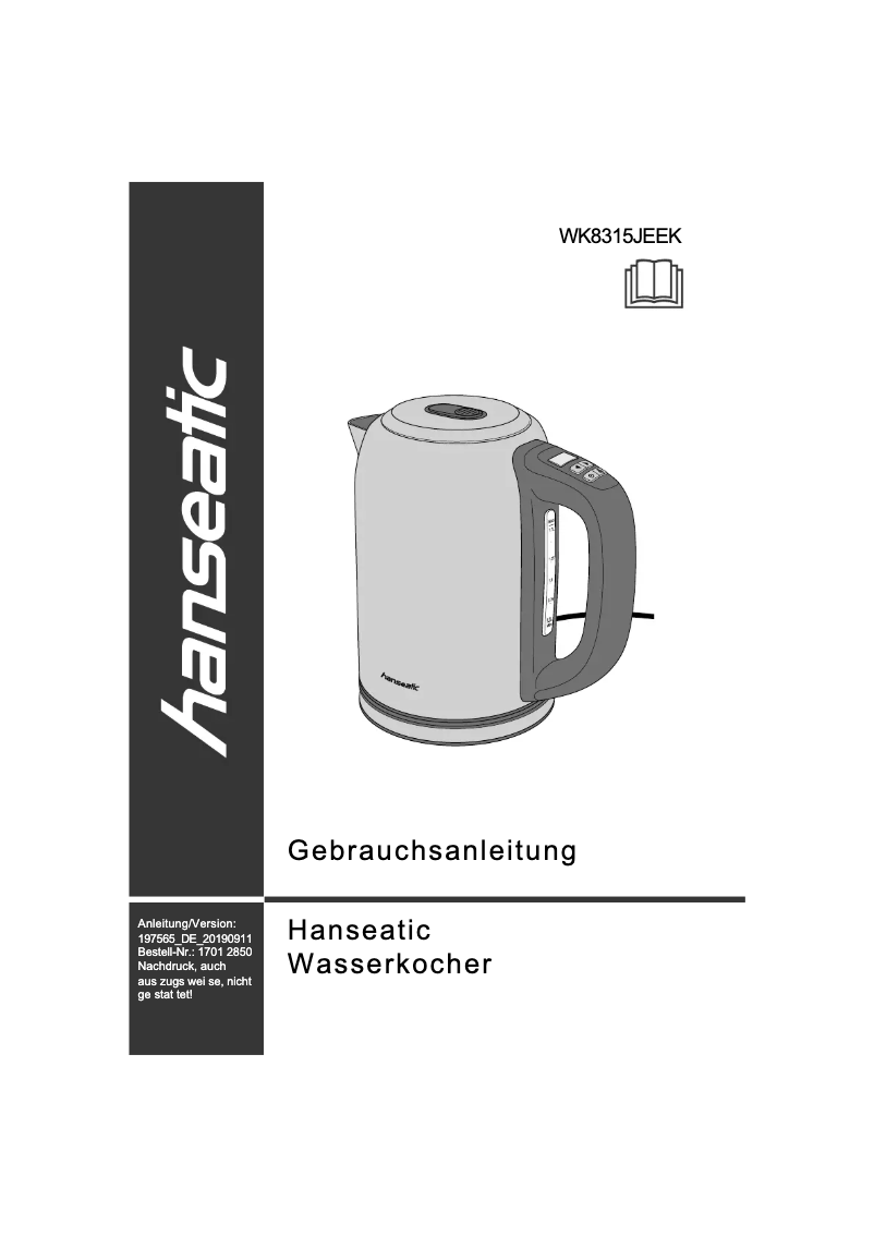 Image de la première page du manuel de l'appareil WK8315JEEK