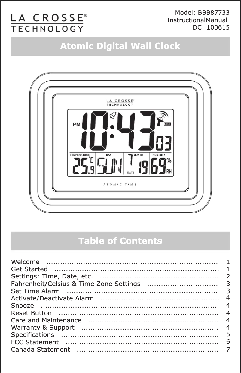 Page n°1 - Manuel utilisateur La Crosse Technology BBB87733