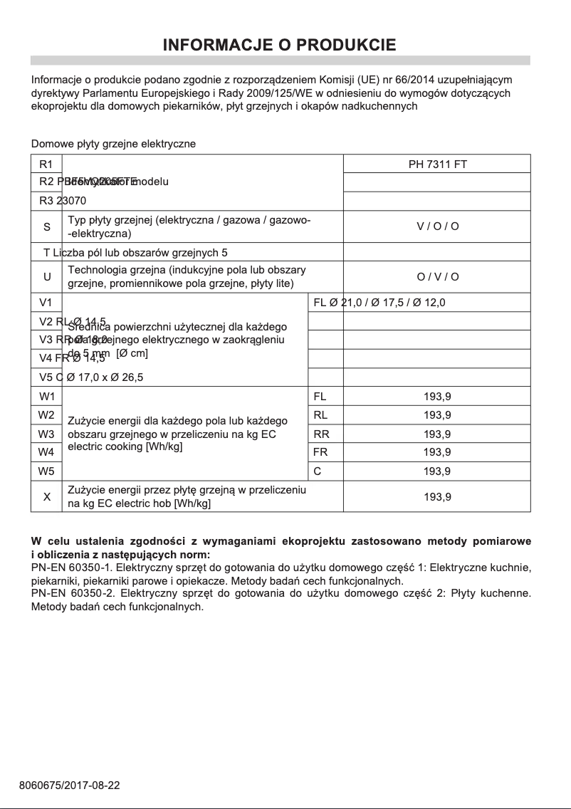 Page n°1 - Manuel utilisateur Amica PH7311FT