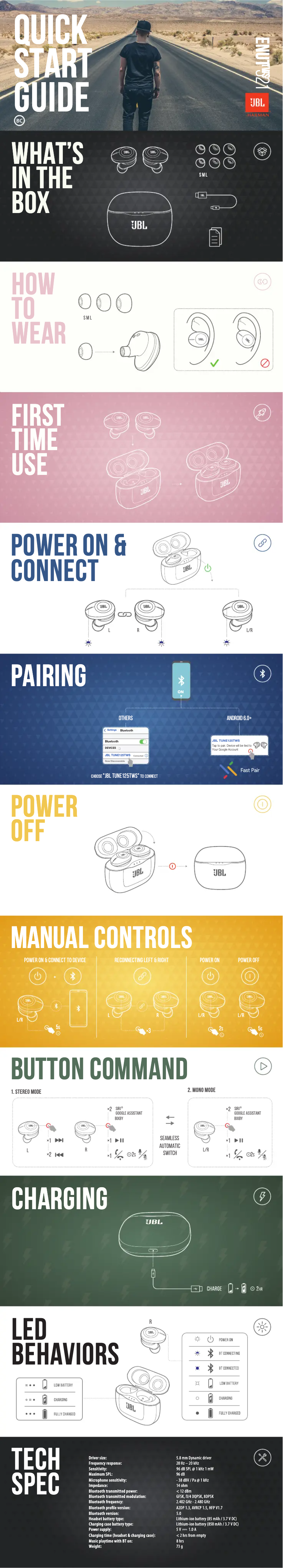 Page 1 de la notice Manuel utilisateur JBL Tune 125TWS