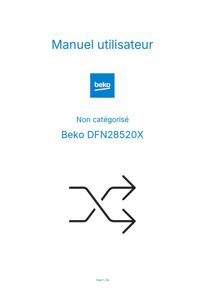 Page n°1 - Manuel utilisateur Beko DFN28520X