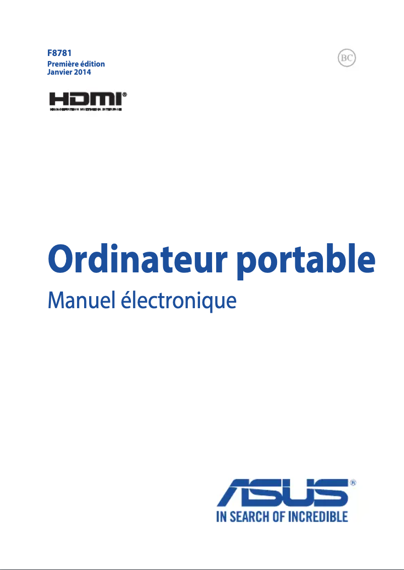 Page n°1 - Manuel utilisateur Asus PRO B ADVANCED B551LA