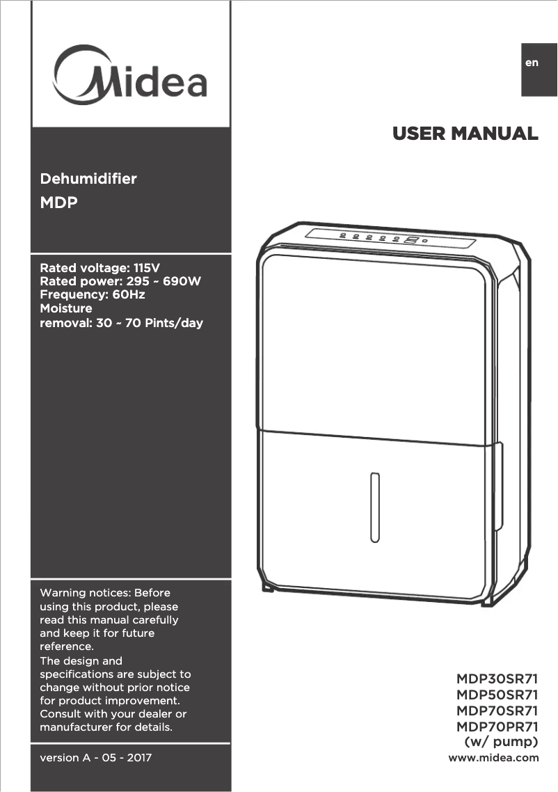 First page image of the manual for MAD30C1YWS