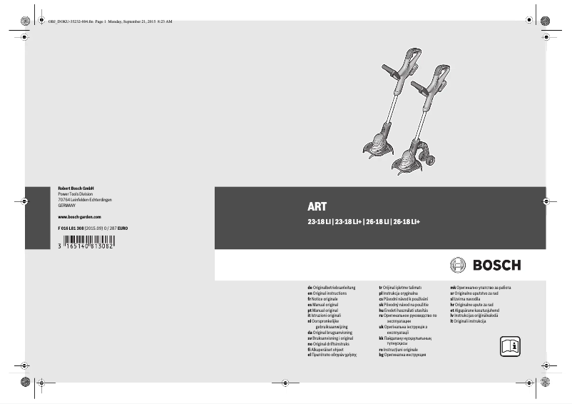Page n°1 - Manuel utilisateur Bosch ART 26