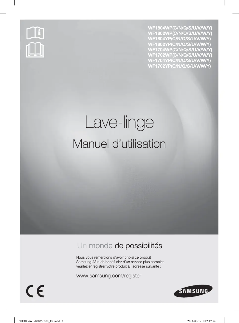 Page 1 de la notice Manuel utilisateur Samsung WF1804WSV2