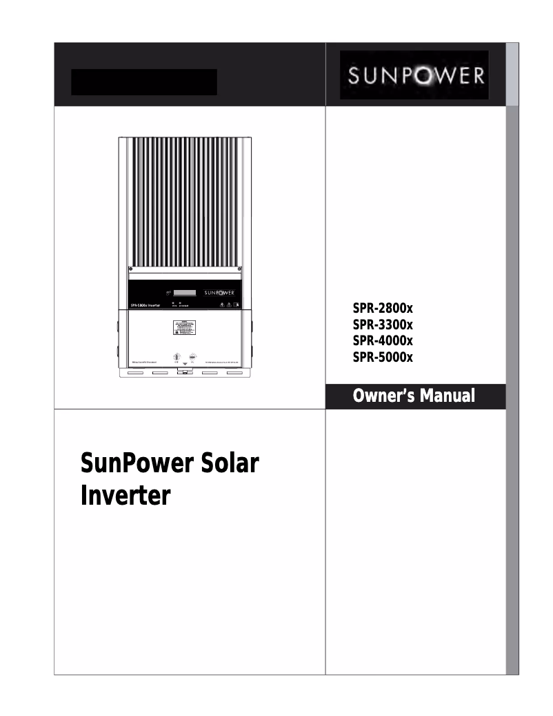 Page n°1 - Manuel utilisateur SunPower SPR-2800X