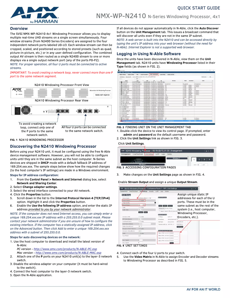 Page 1 de la notice Guide de démarrage rapide AMX NMX-WP-N2410