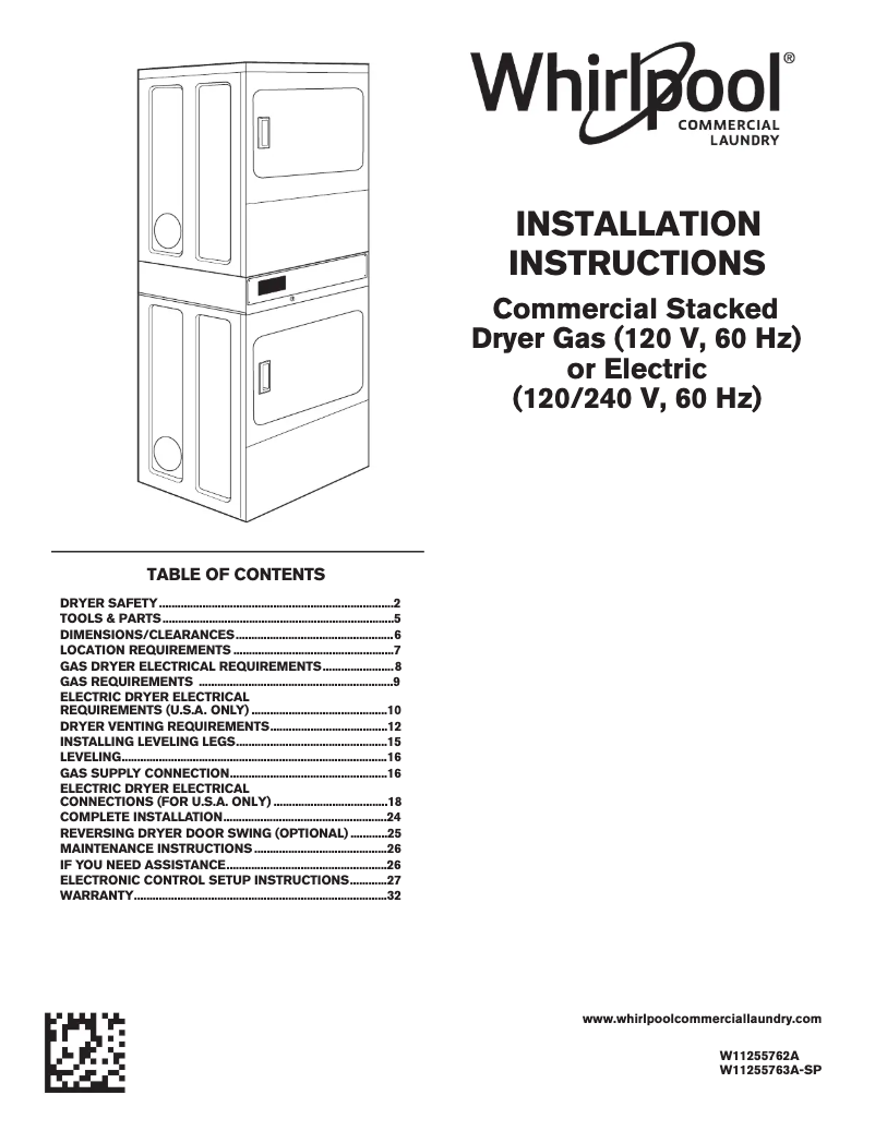 Page n°1 - Guide d'installation Whirlpool CSP2970HQ
