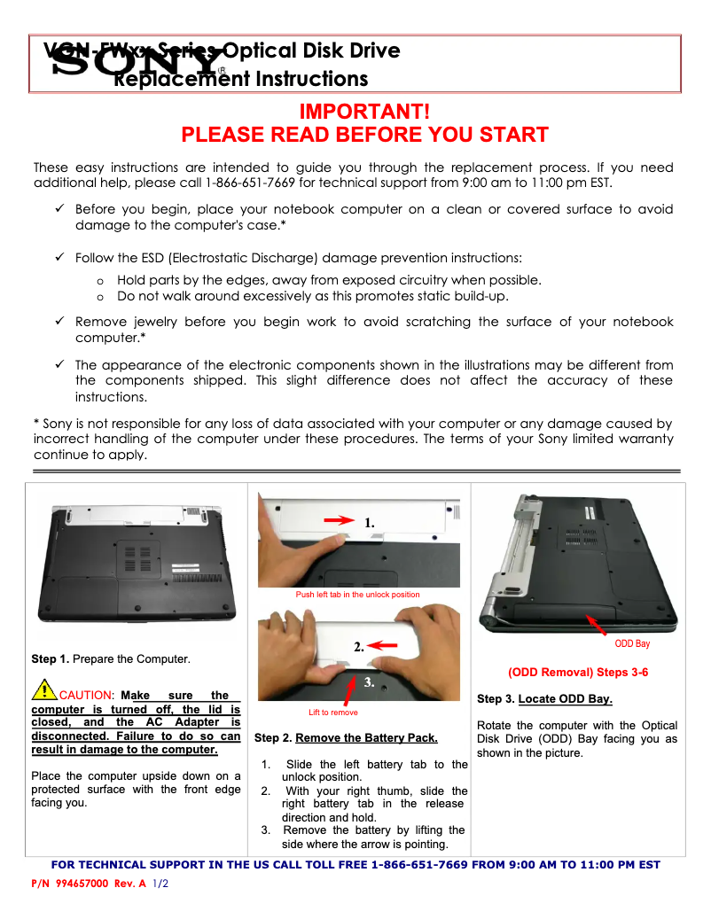 Image de la première page du manuel de l'appareil VGN-FW490T