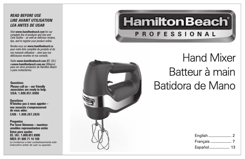 Page n°1 - Manuel utilisateur Hamilton Beach 62658