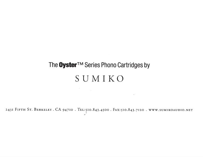 Página 1 del manual Manual de usuario Sumiko Oyster