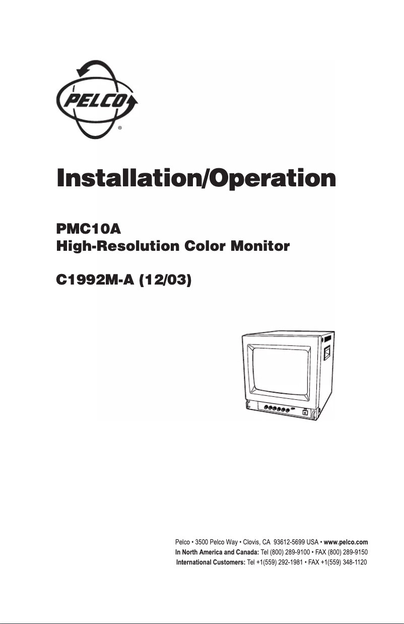 Page n°1 - Manuel utilisateur Pelco PMC10A