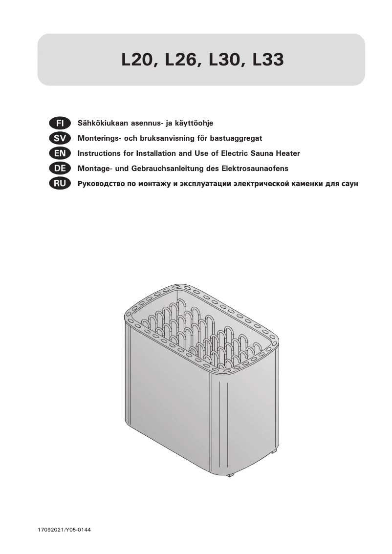 Page 1 de la notice Manuel utilisateur Harvia Profi Pro L20 HRL200400