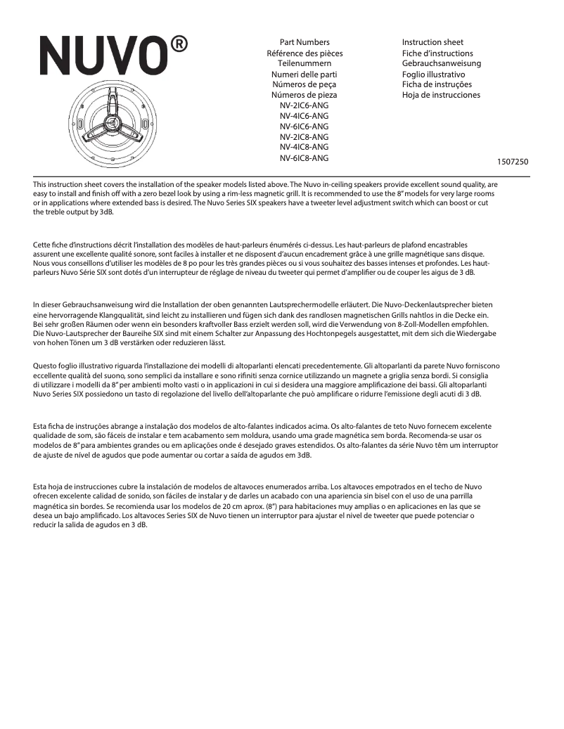 Page n°1 - Manuel utilisateur NUVO NV-4IC-6ANG