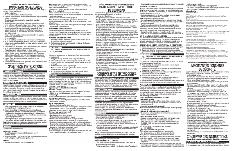 Página 1 del manual Manual de usuario George Foreman GR2081HM
