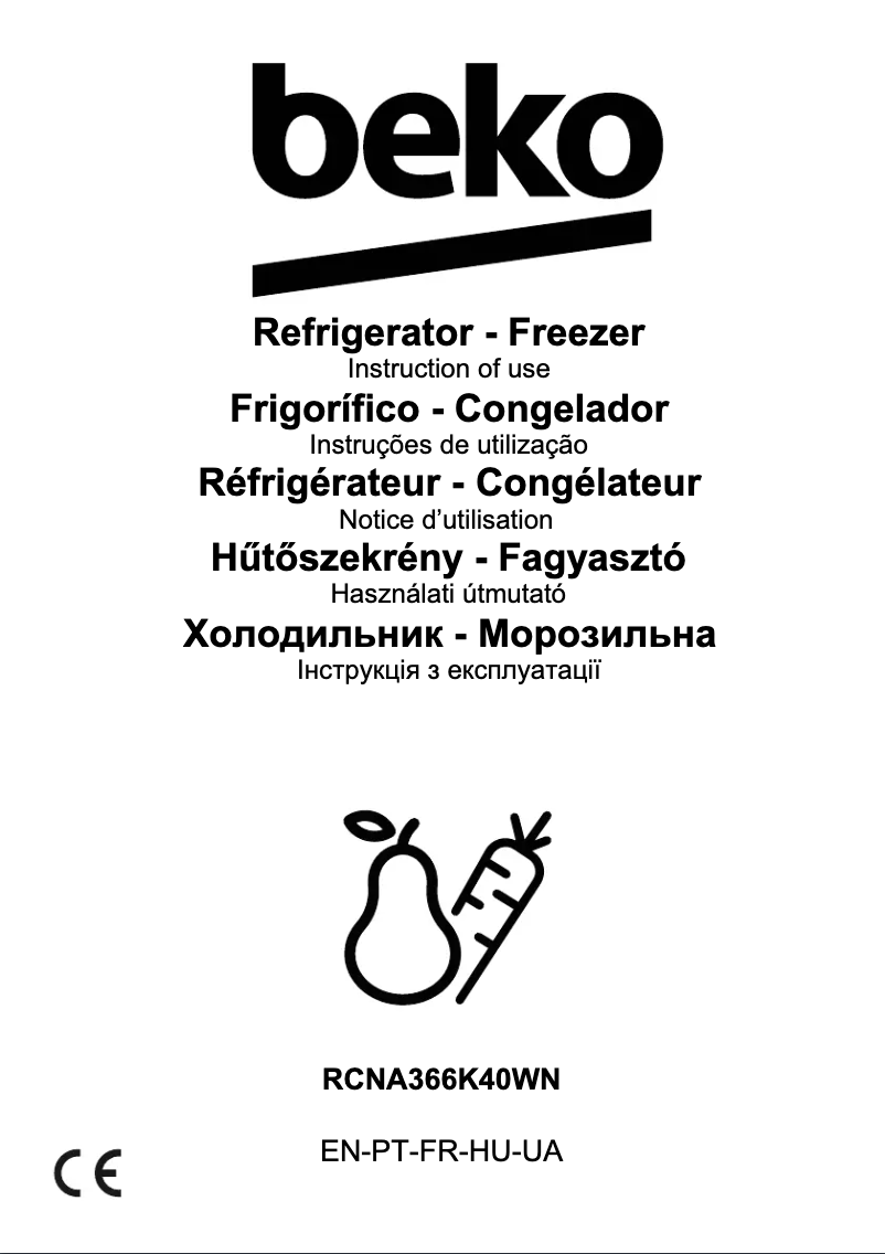 Page 1 de la notice Manuel utilisateur Beko RCNA366K40WN