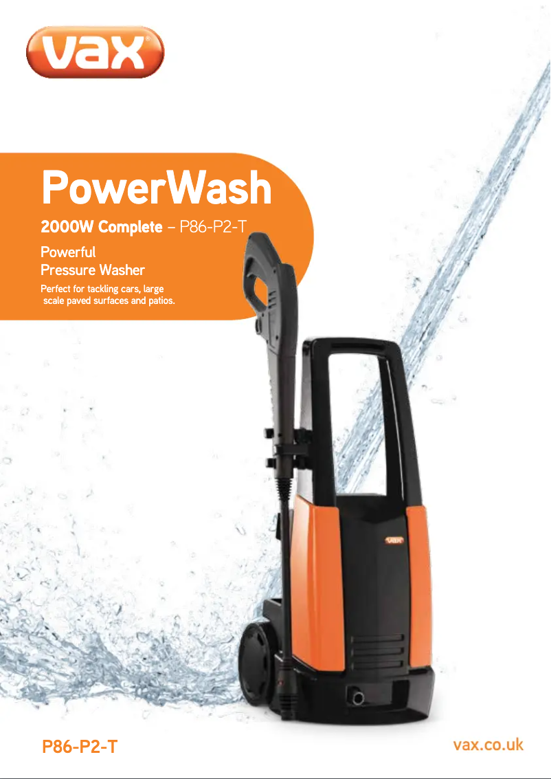 Página 1 del manual Manual de usuario Vax PowerWash 1 VPW2BC