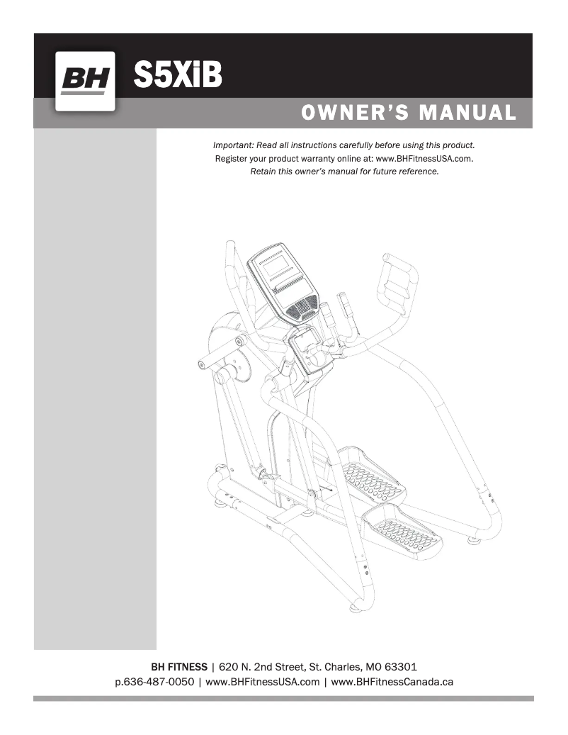 Page 1 de la notice Manuel utilisateur BH Fitness S5XiB