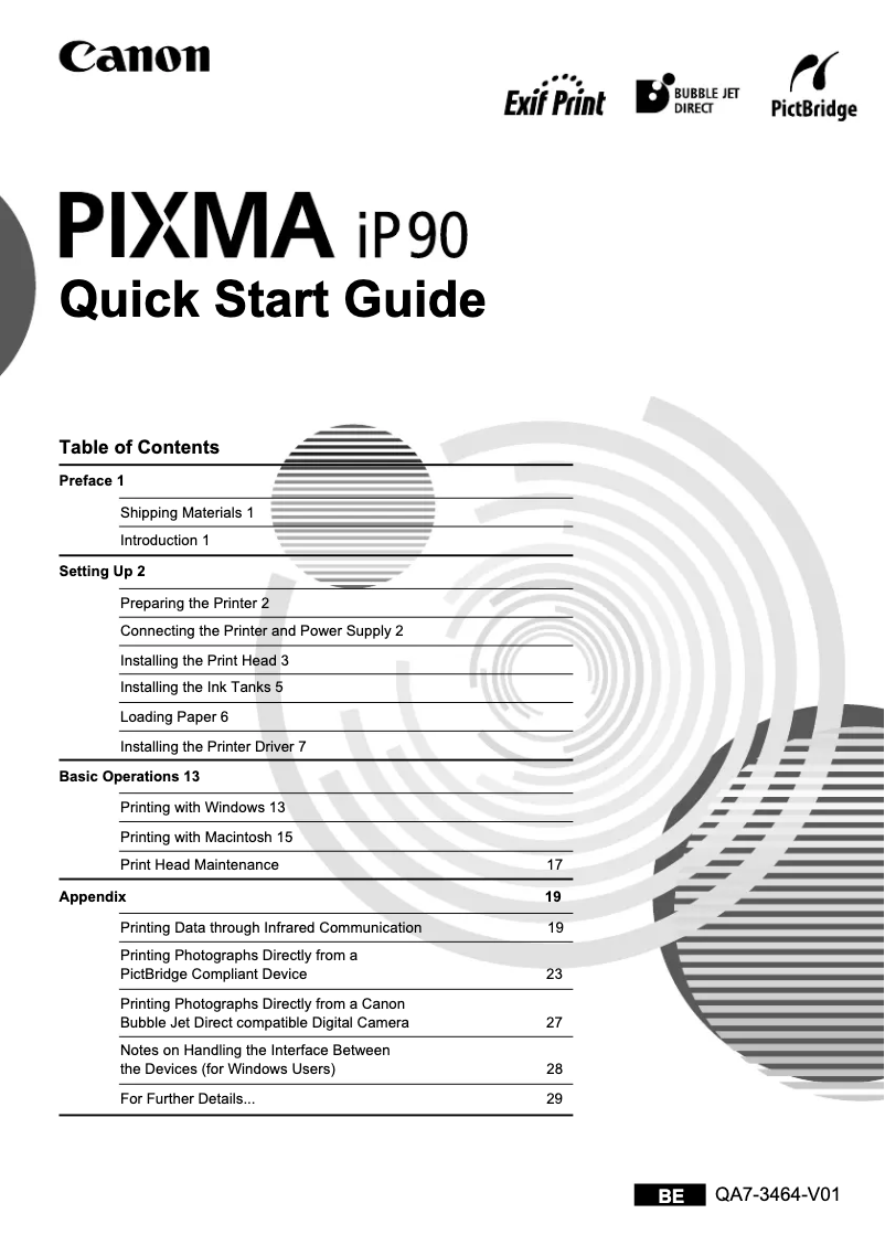 Page 1 de la notice Manuel utilisateur Canon Pixma iP90v