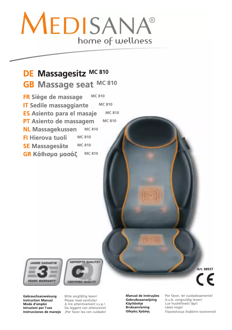 Page n°1 - Manuel utilisateur Medisana MC 810