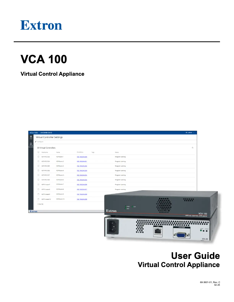 Page n°1 - Manuel utilisateur Extron VCA 100