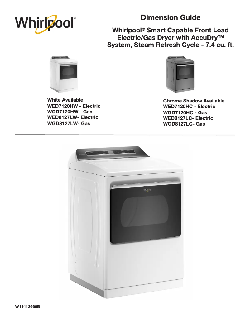 Página 1 del manual Dibujo técnico Whirlpool WGD8127LW