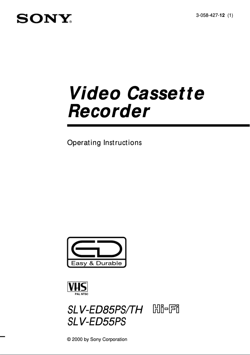 Page 1 de la notice Manuel utilisateur Sony SLV-ED85PS