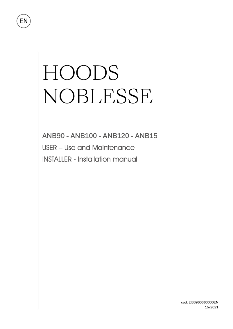 Page n°1 - Manuel utilisateur Ilve ANB150WHC