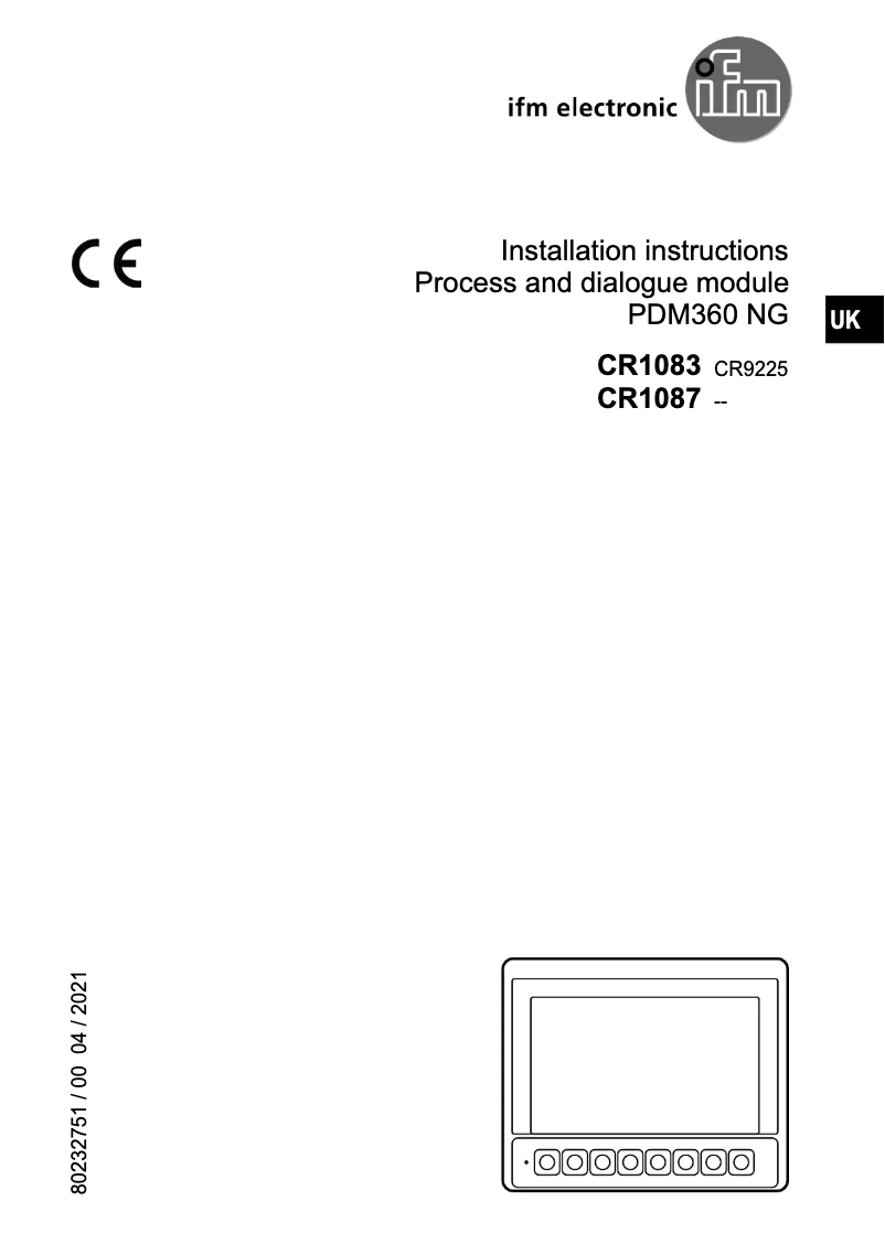 Page n°1 - Manuel utilisateur IFM CR9225