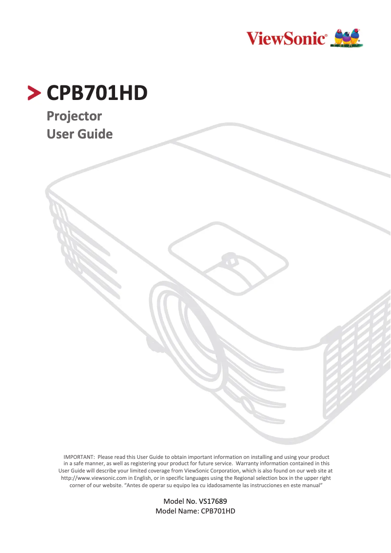 Page n°1 - Manuel utilisateur Viewsonic CPB701HD