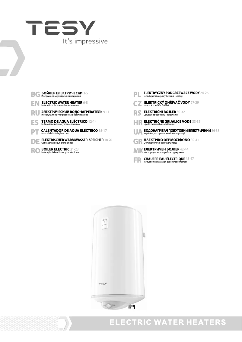 Page 1 de la notice Manuel utilisateur Tesy Anticalc Ceramic 80