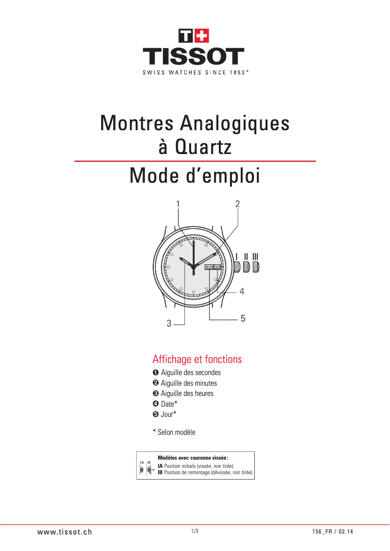 Página 1 del manual Manual de usuario Tissot Couturier