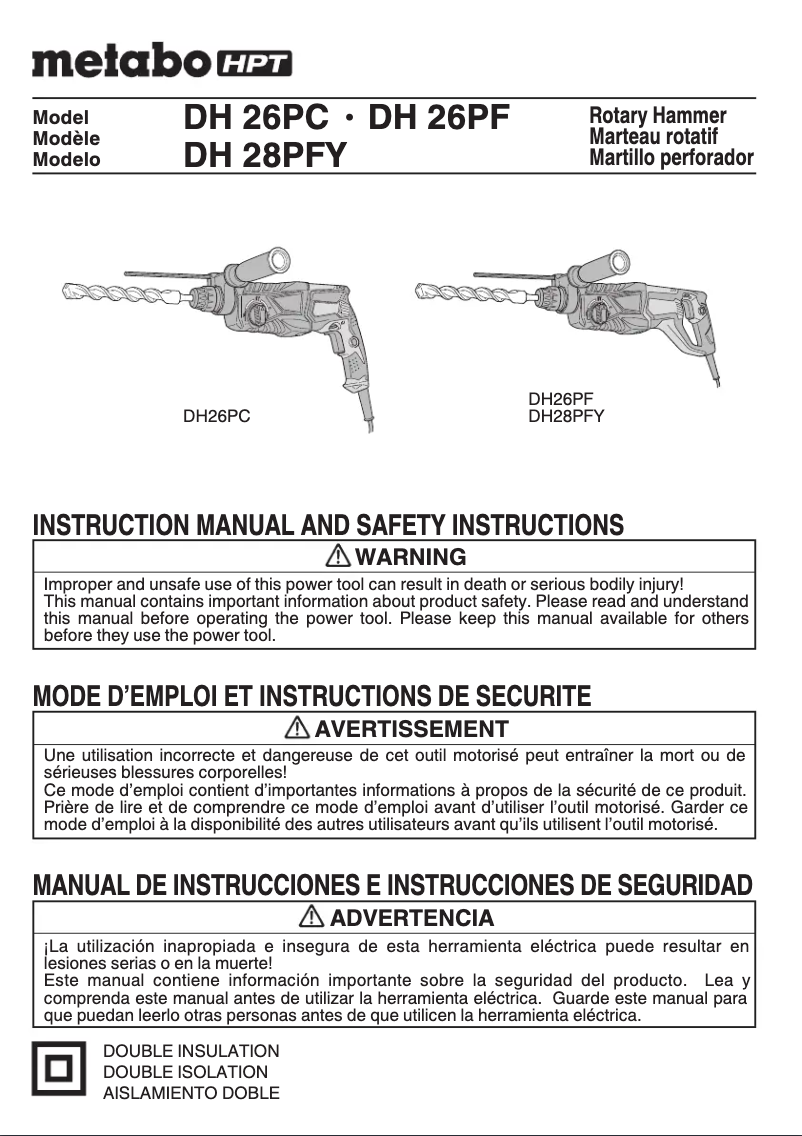 Página 1 del manual Manual de usuario Metabo DH26PF