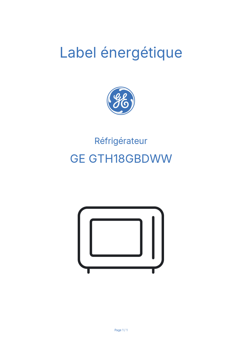 Image de la première page du manuel de l'appareil GTH18GBDWW