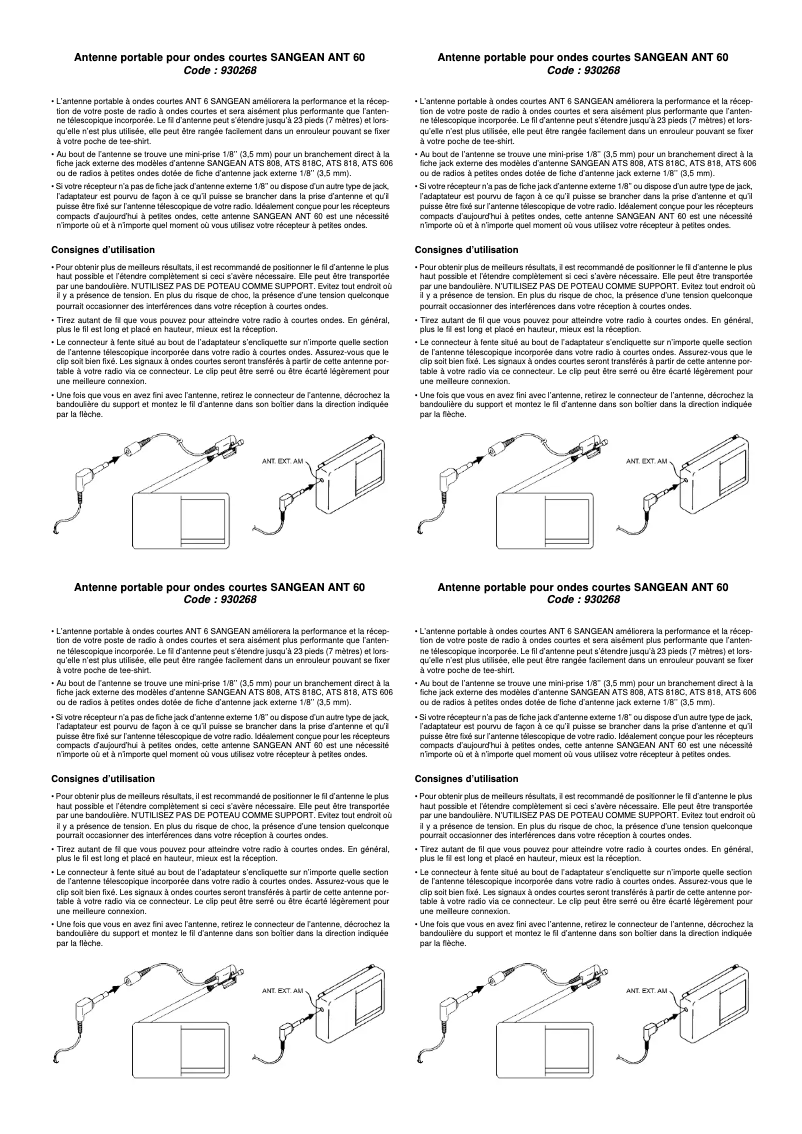 Page n°1 - Manuel utilisateur Sangean ANT-60